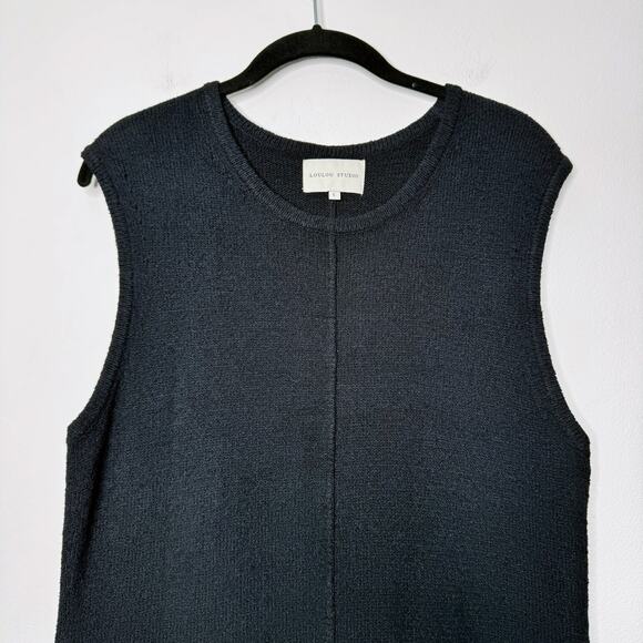 LouLou Studio Soria Black Sleeveless Knit Fringe Top Size L Minimalist Paris - Picture 4 of 9